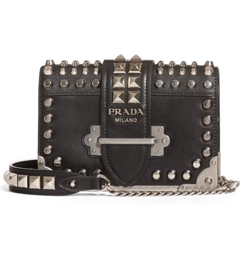 prada cahier large leather bag|Prada cahier studded bag.